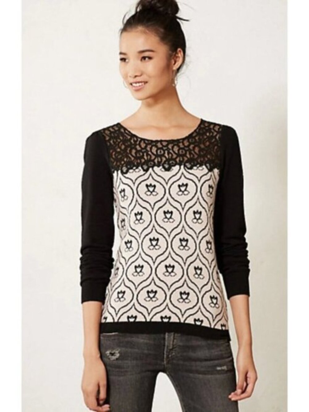 Anthropologie | Lace Topped Sweater